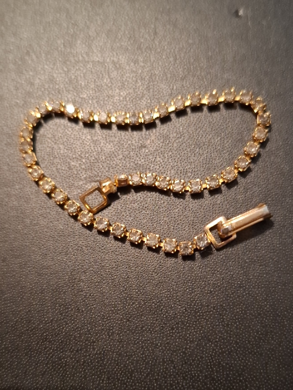 Vintage Gold and Clear Crystal Tennis Bracelet